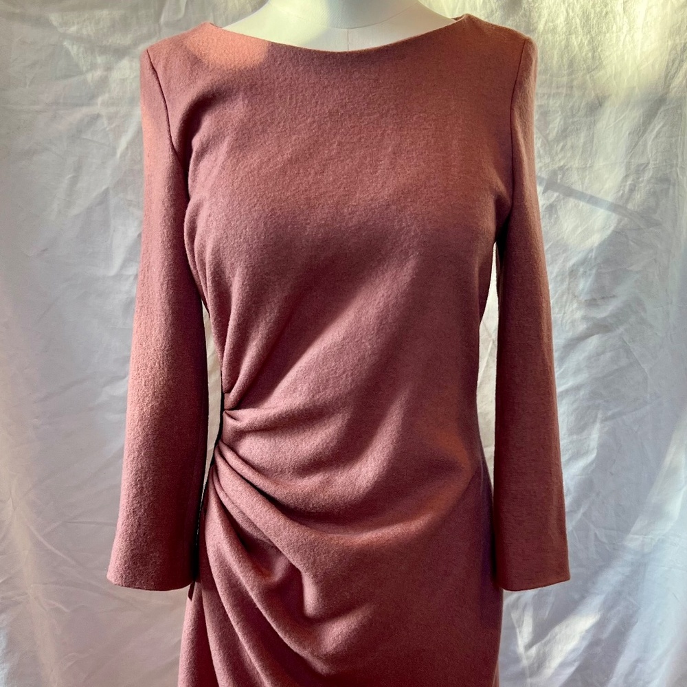 The Fold London Evasham Dress, Stretch Wool in Rose Pink, US 6